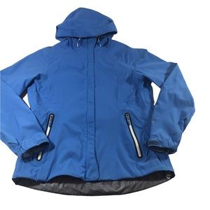 Eddie Bauer Womens Blue WEATHEREDGE 365 Hooded Waterproof Wind Jacket Size S.